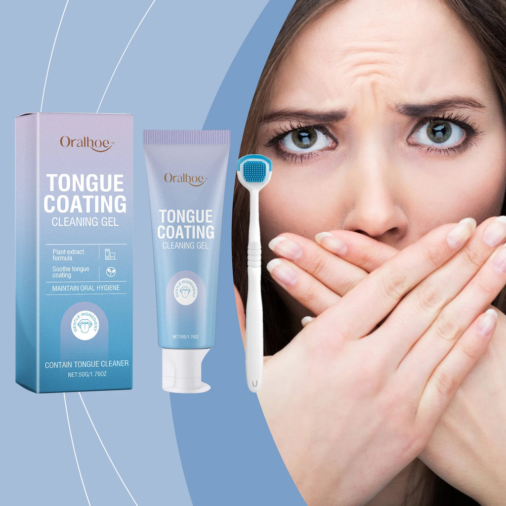 Tongue Cleaner For Remove Tongue Coating Inhibit Oral Bacteria Improve Bad Breath Freshener Tongue Cleansing Gel Toothbrush Set Qme