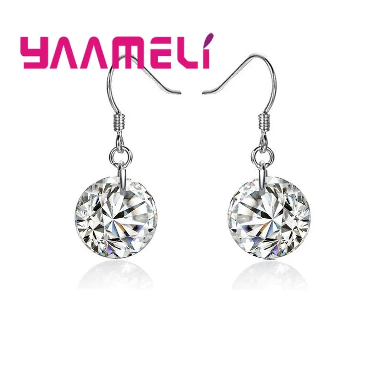 Classic CZ Crystal Stud Earrings 925 Sterling Silver Color for Women Men Unisex Gift AAA Cubic Zircon Wedding Party Jewelry Qme Hook White