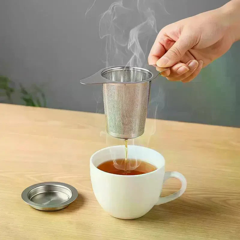 Loose Leaf Tea Infuser Stainless Steel Single/Double Handle With Lid Fine Mesh Leak Proof Hanging Coffee Filter Strainer Qme