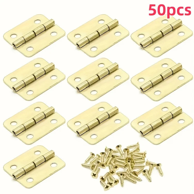 Mini hinge - Mini retro decorative hinge, suitable for handicrafts, wooden boxes, jewelry cases, cabinets and DIY accessories. Qme Yellow 50pcs