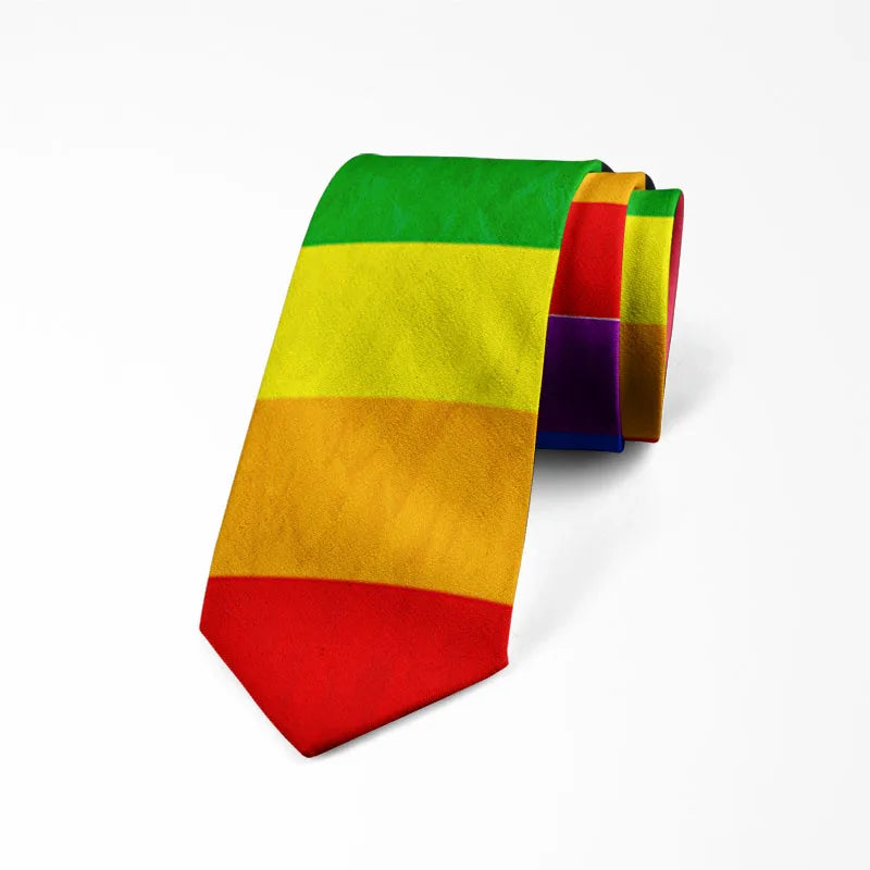 Personality Colorful Rainbow Striped Tie Fashion Business Fun Men's Qme