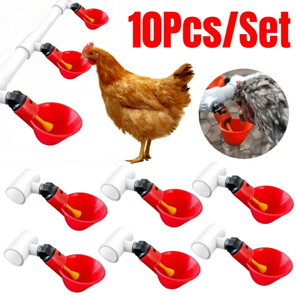 Automatic Chicken Water dispenser Plastic poultry drinking bowl Straight Pipe Farm chicken Coop Automatic Drinking Water System Qme