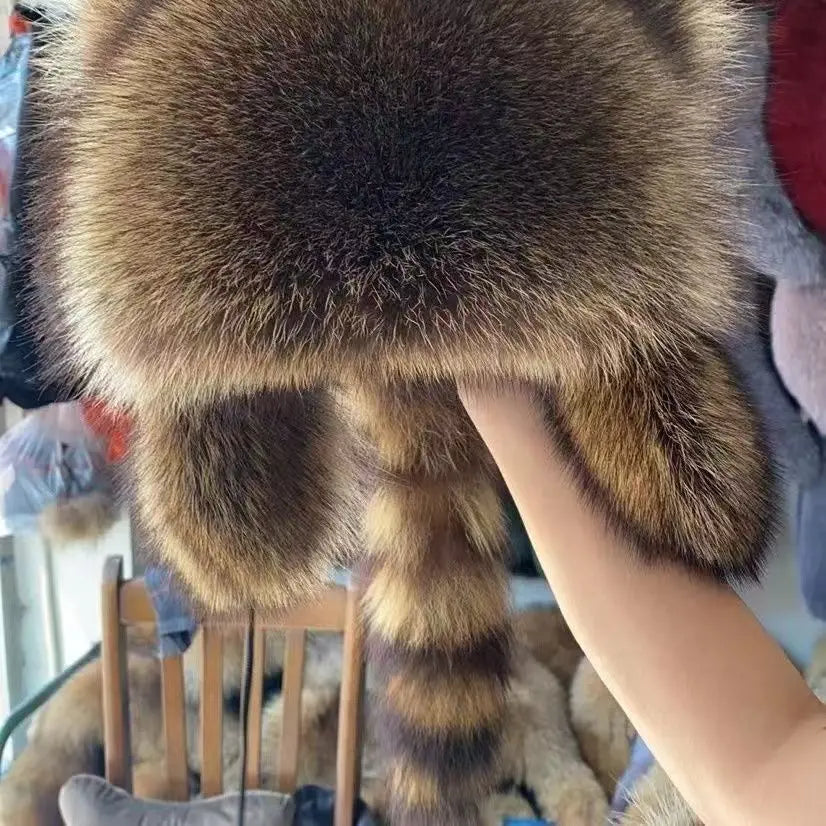 Winter Raccoon Hat Ear Protection Mink Lei Feng Warm Children's Qme Adult 54-56cm