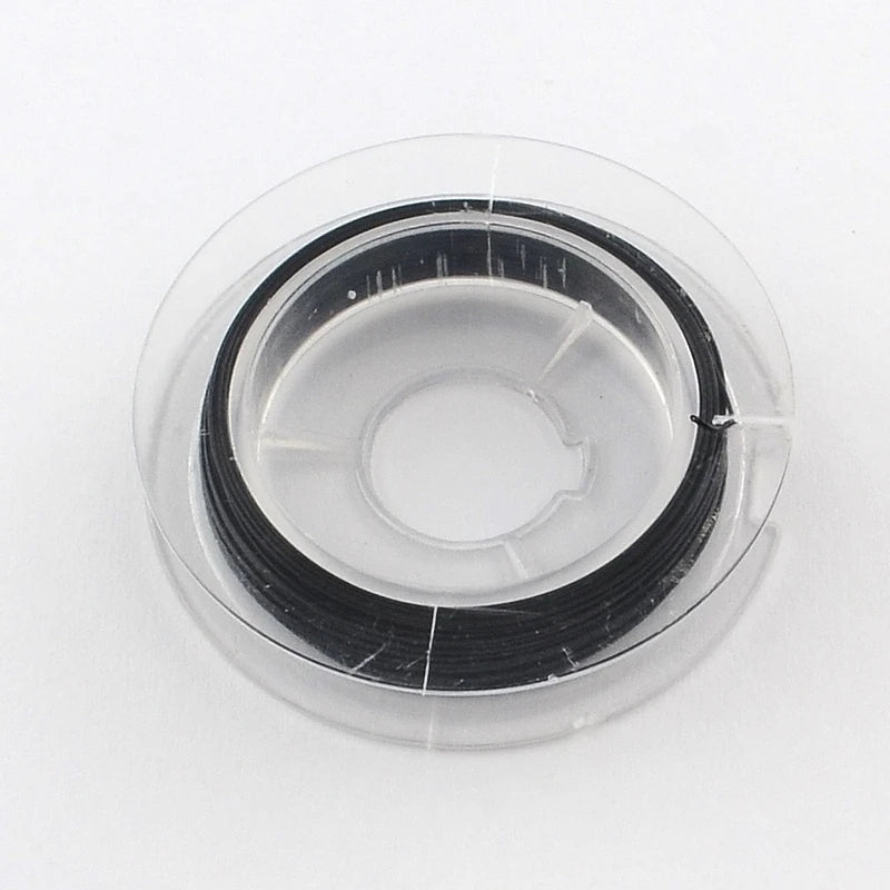 PandaHall 10 Rolls Nylon Coated Stainless Steel Tiger Tail Wire 0.38mm & 0.45mm, Rustproof for Beading Jewelry Making Supplies Qme Black 0.38mm