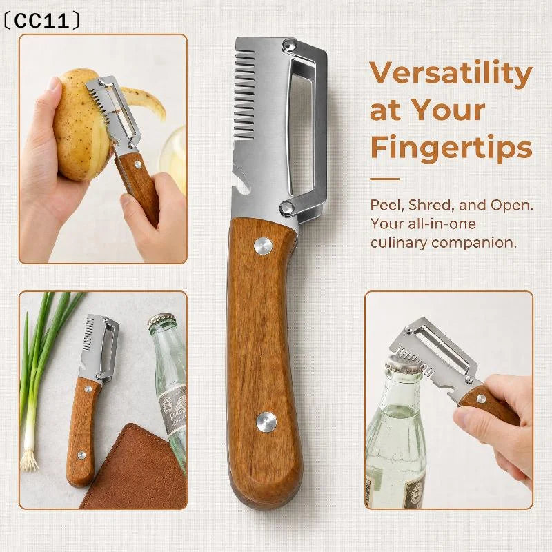 Multi-functional 3-in-1 Stainless Steel Serrated Vegetable Peeler Qme