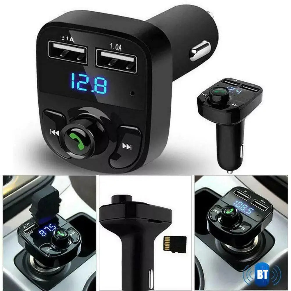 NEW Car Charger FM Transmitter Bluetooth Audio Dual USB Car MP3 Player autoradio Handsfree Charger 3.1A Car Accessories Qme