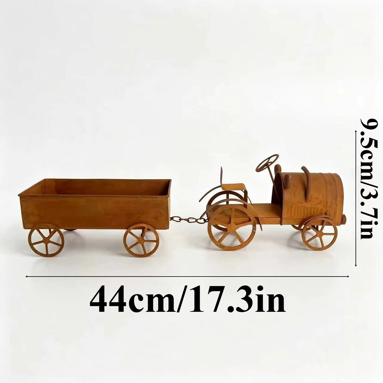Rusty Vintage Metal Tractor Planter with Wheels Rustic Farmhouse Decorative Truck Carriage for Plants & Floral Displays Qme Tractor Flower Pot