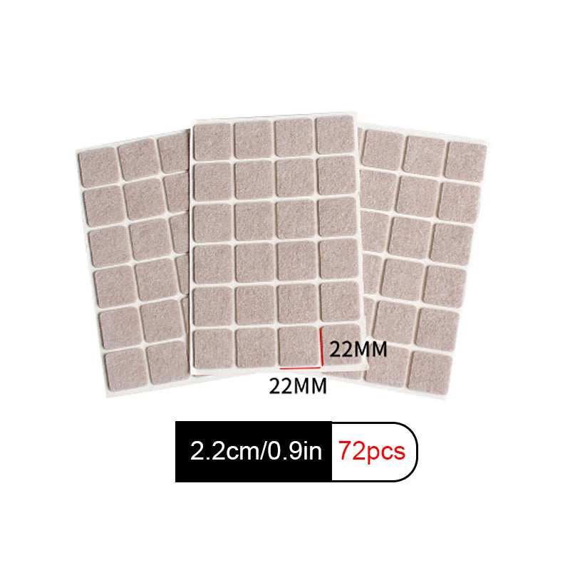 3-72PCS Felt Chair Leg Pads Round Square Floor Protector Self Adhesive Furniture Pads Mute Bumper Pad Home Furniture Feet Mat Qme E-72PCS Beige 1