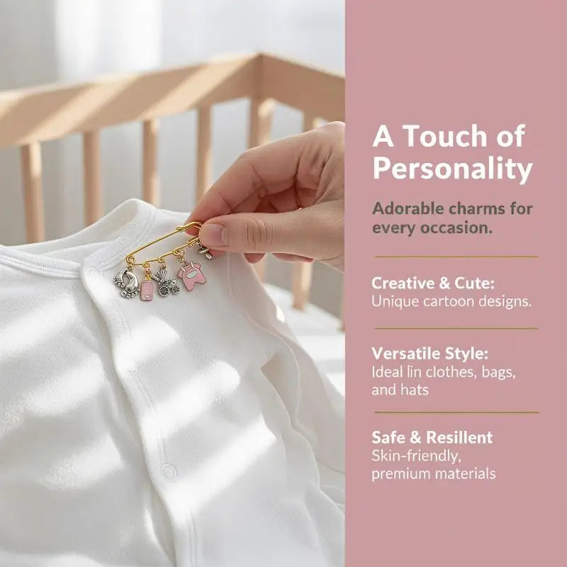 New Baby Arrival Charm Safety Pin Brooch Foot Bottle Stroller Dummy Enamel Pins Gender Reveal Shower Gift Clothes Bag Decorative Qme