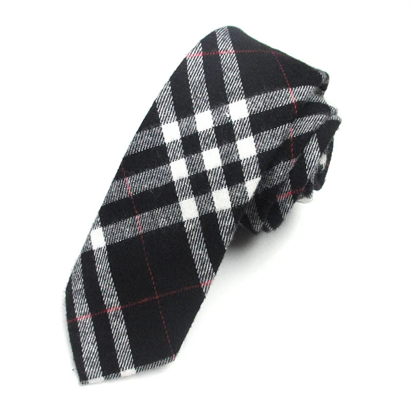 Fashion Woven Cotton Ties Men Skinny Neck Tie Wedding Casual Plaid Qme RT8