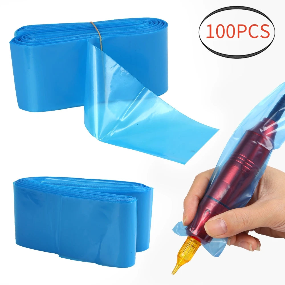 100Pcs Tattoo Clip Cord Covers Disposable Tattoo Clip Cord Sleeves Covers Supply Tattoo Machine Accessory Protection Bags Qme Blue