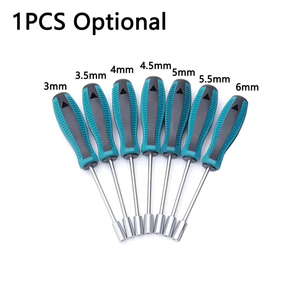 1pc Metal Socket Driver Wrench Screwdriver Hex Nut Key Nutdriver 3-6mm Screw Driver With Hanging Hole Socket Screwdriver Tools Qme