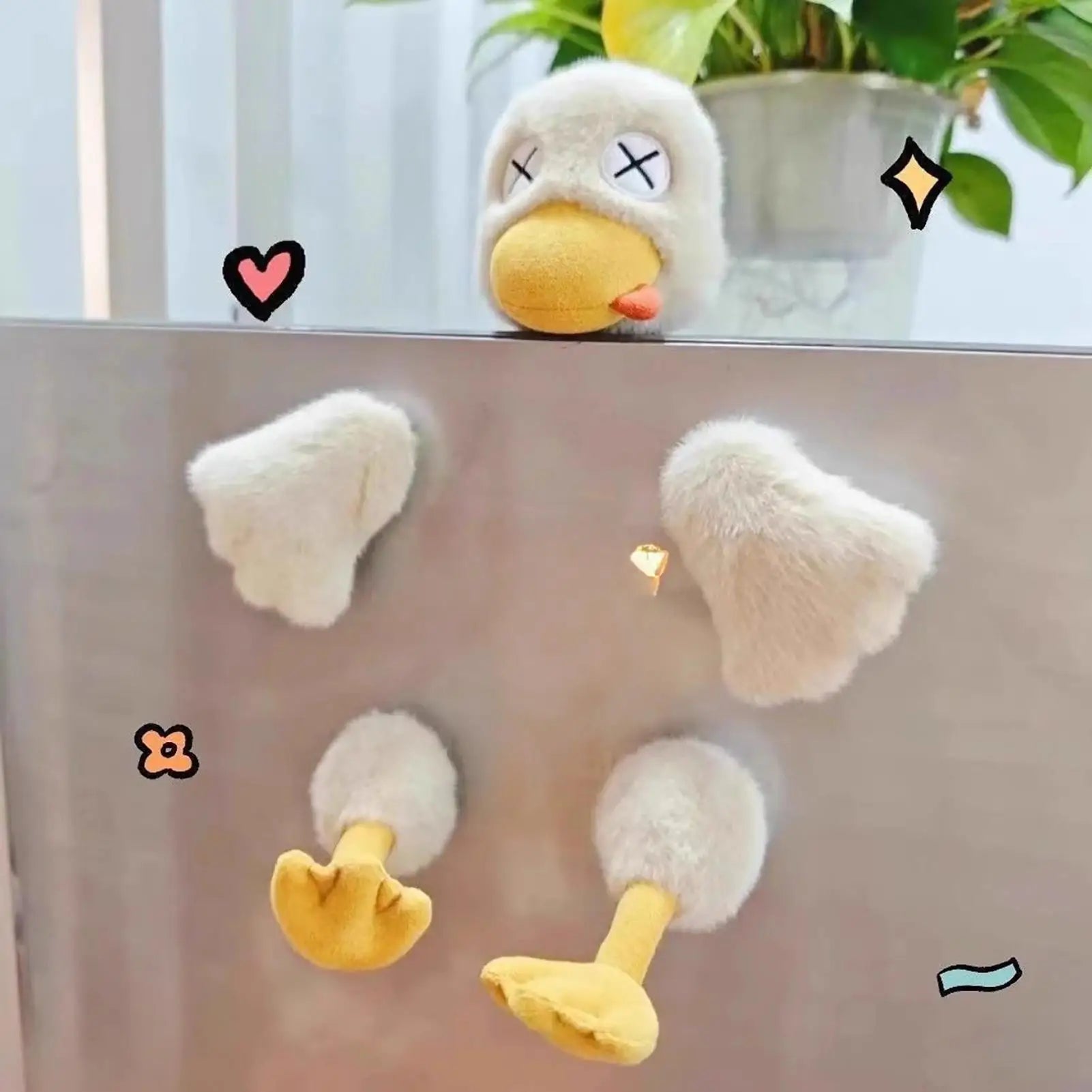 Magnetic Detachable Plush Duck Detachable Cute Stress Relief Fidget Dolls Cartoon Stuffed Animal Doll for Kids Teens Adults Home Qme