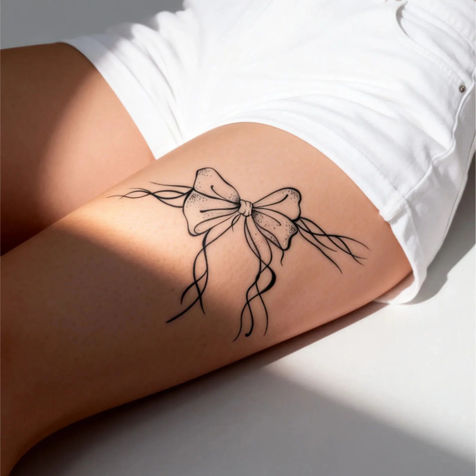 Black Grey Line Art Poppy Butterfly Tattoo Sticker, Temporary Tattoo Ins Style High-End Waterproof Long-Lasting Flower Small Pat Qme