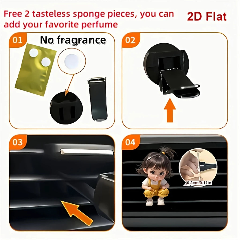 Cute Little Girl Acrylic Car Vent Clip Decoration Fragrance Diffuser Qme