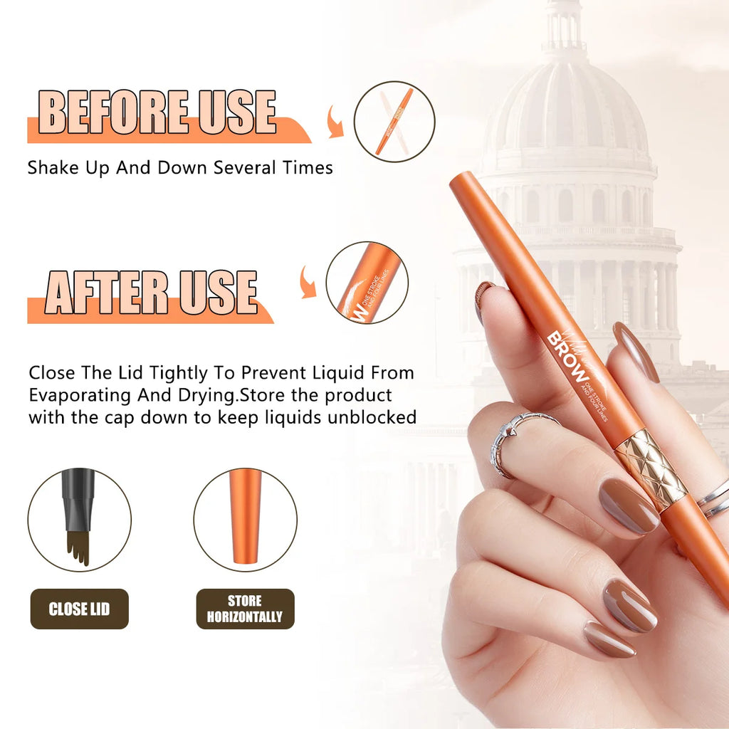 5 Colors 1PC 4 Forks Tip Eyebrow Pen Waterproof Sweatproof Liquid Microblading Eyebrow Pencil Natural Brow Makeup Qme