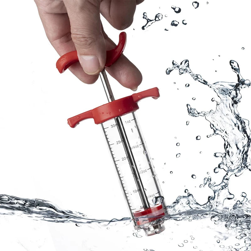 Meat Injector Syringe With 3 Marinade Injector Needles for BBQ Grill Turkey Injector Kit Marinade Flavor Injector Qme