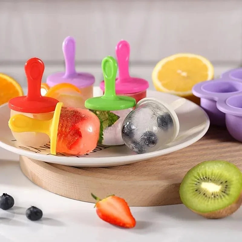 7 Holes Silicone Ice Cream Mould Popsicle Mold Baby Food Storage Box with Lid Fruit Milkshake Manufacturer Home Kitchen Tools Qme