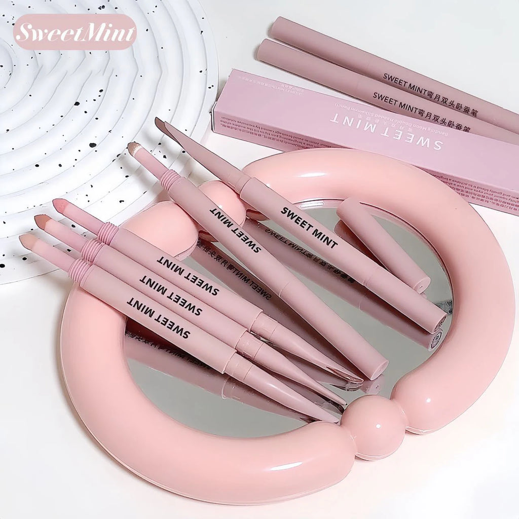 Sweetmint Meniscus Double-ended Silkworm Eyeliner Shadow Highlight Naturally Brightening Long-lasting Eye Makeup Two-in-One Qme