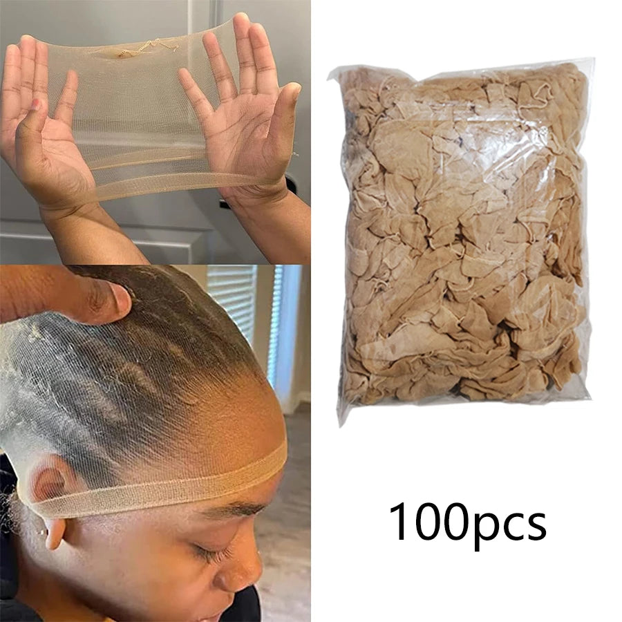 Wholesale HD Wig Caps High Quality Transparent HD Hair Nets Weave Nylon Stretchy Lace Front Wig Cap for Women Men Light Brown Qme
