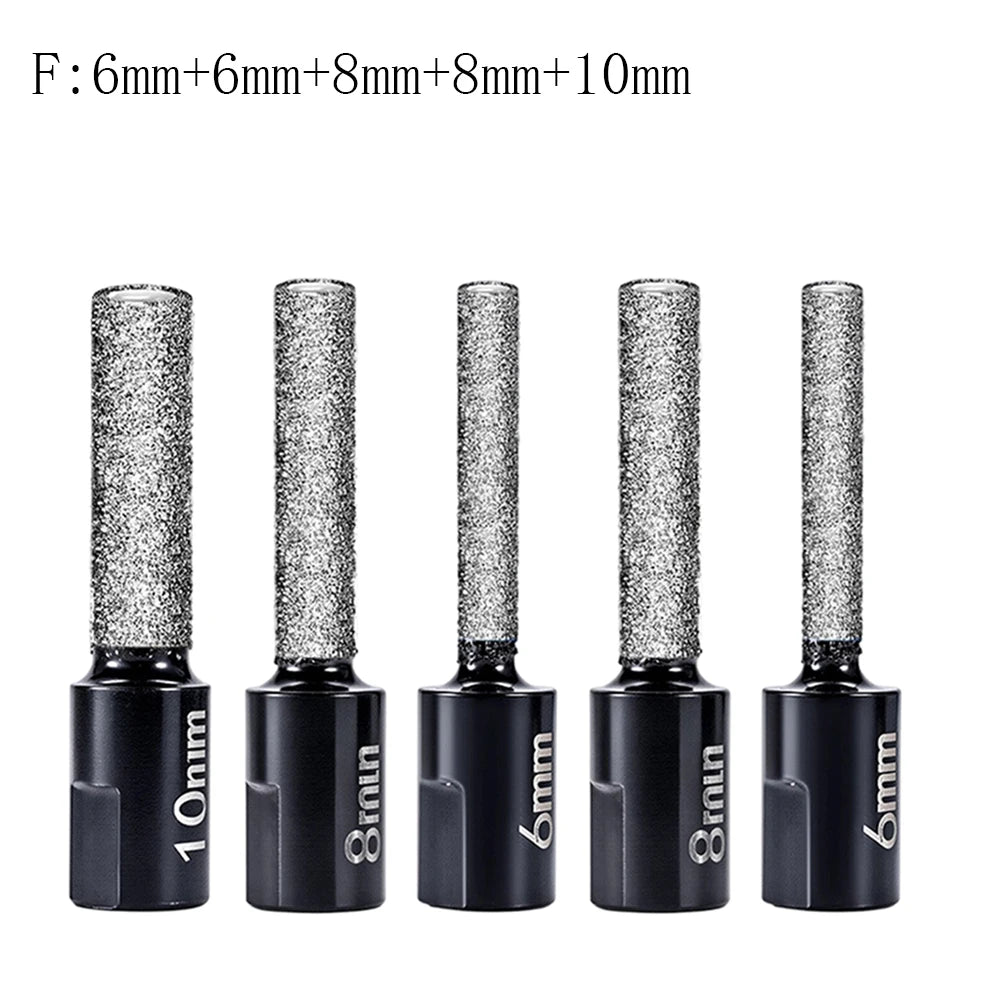 2/3/4/ 5 Pc /set Dry Diamond Drilling Bit Tile Cutter Marble Drill Bit M10 Thread Brazed Hole Opener Angle Grinder Tool Qme F