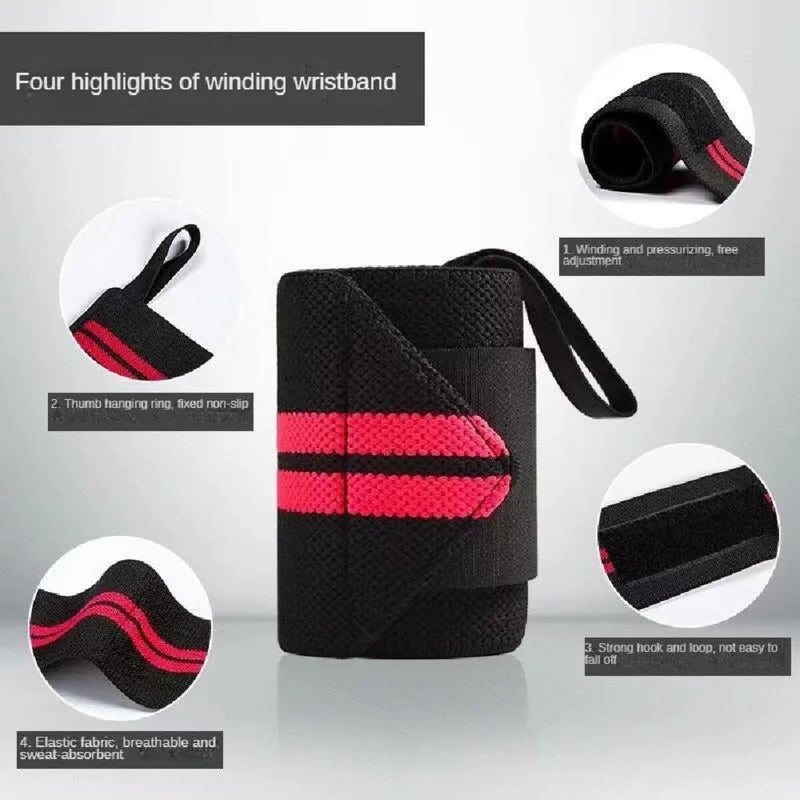2 Pcs Weight Lifting Wrist Wraps Adjustable Gym Wrist Support Strap Non-slip Wrist Brace for Powerlifting Crossfit Bodybuilding Qme