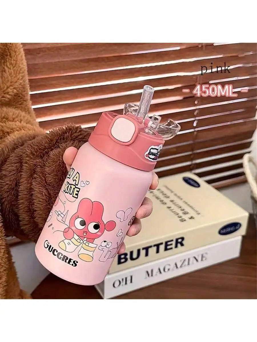 Cute Graffiti Painting Insulated Cup Straw Water Portable School Qme