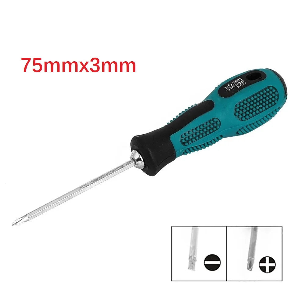 Dual-use Slotted Cross Screwdriver Handle Bolt Driver 3x75mm Home Qme