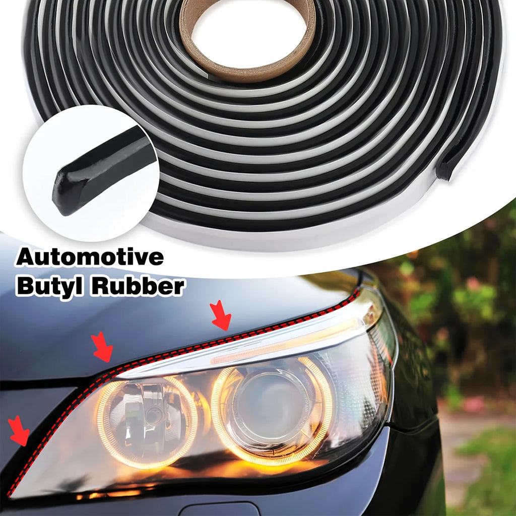 Car Headlight Sealant Seal Snake Butyl Rubber Glue Reseal HID Headlamps Taillight Shield Waterproof Tape for Automotive Lighting Qme