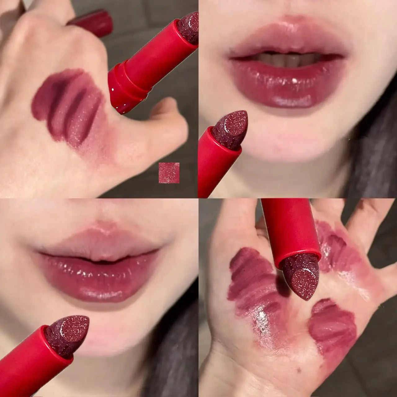 Purple Grape Lipstick Mirror Glitter Solid Lip Gloss Moisturizing Colored Lip Balm Red Brown Jelly Tint Non-Sticky Makeup Qme 03 Purple Grape 3.5g