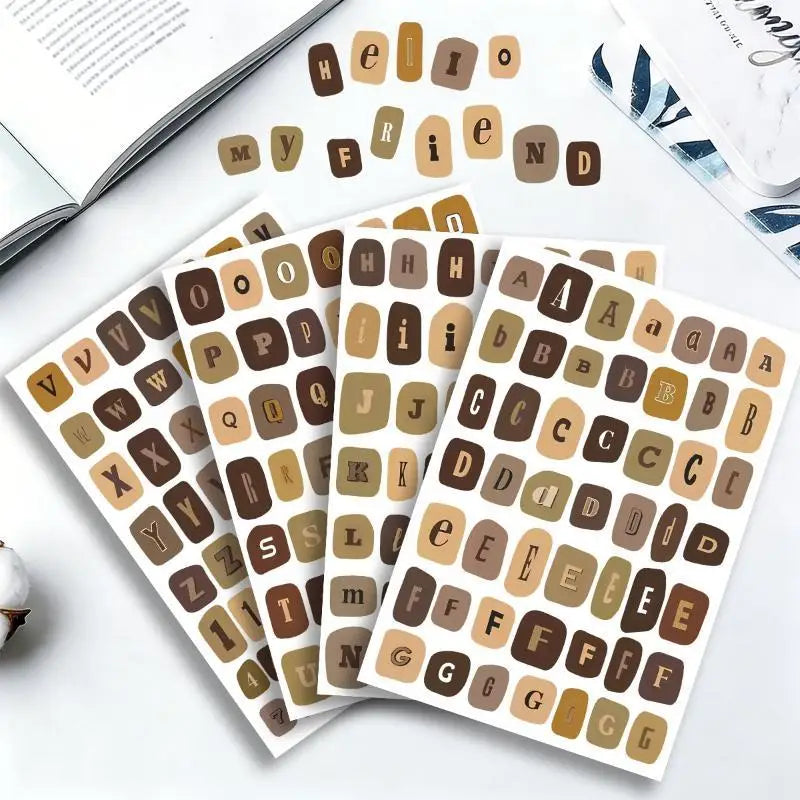 Vintage English Alphabet Stickers Self-adhesive Easy Peel Decals 100+ Qme G