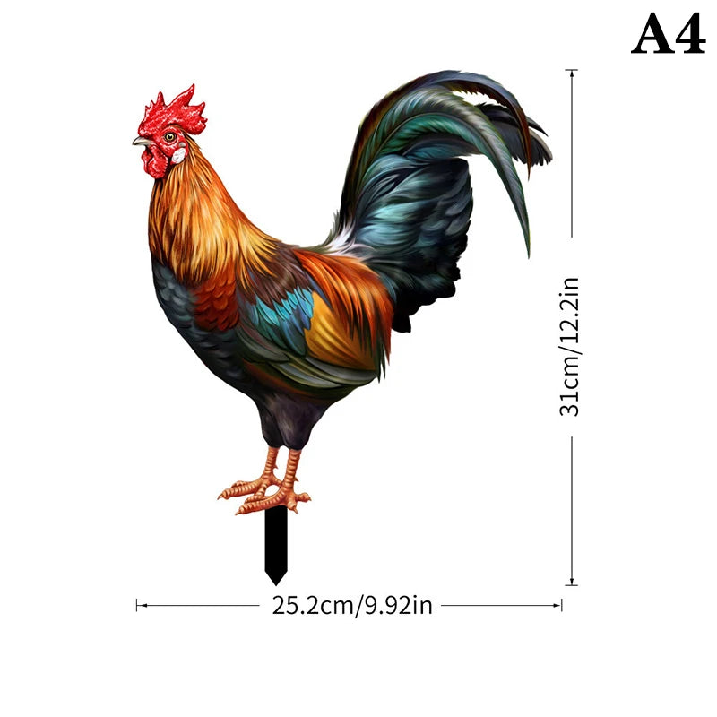 Patio Backyard Home Outdoor Decoration Garden Rooster Statue Chicken Qme A4
