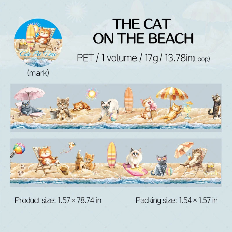 1 Roll Cute Pet Theme PET Seamless Landscape Washi Tape for Scrapbooking DIY Stickers Collage Material Phone Case Notebook Decor Qme 4