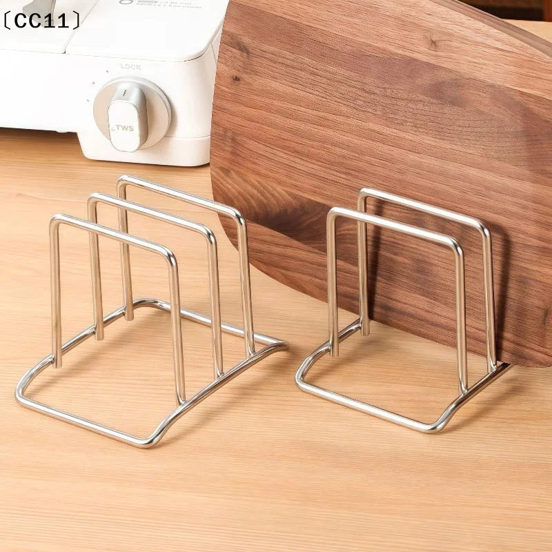 1 3 Space-saving Stainless Steel Pot Lid Cutting Board Organizer Qme