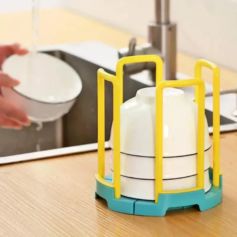 Portable Retractable Bowl Holder Drain Removable Cabinet Dishes Qme