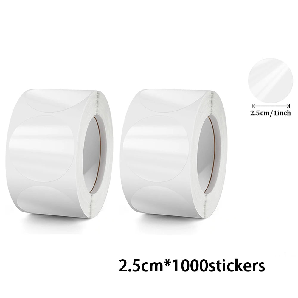 300-1000 Stickers Crystal Clear Transparent 1"/1.5" Round PVC Stickers, Envelope TabSealer And Retail Package Clear Seal Labels Qme 2.5cm 1000 pcs