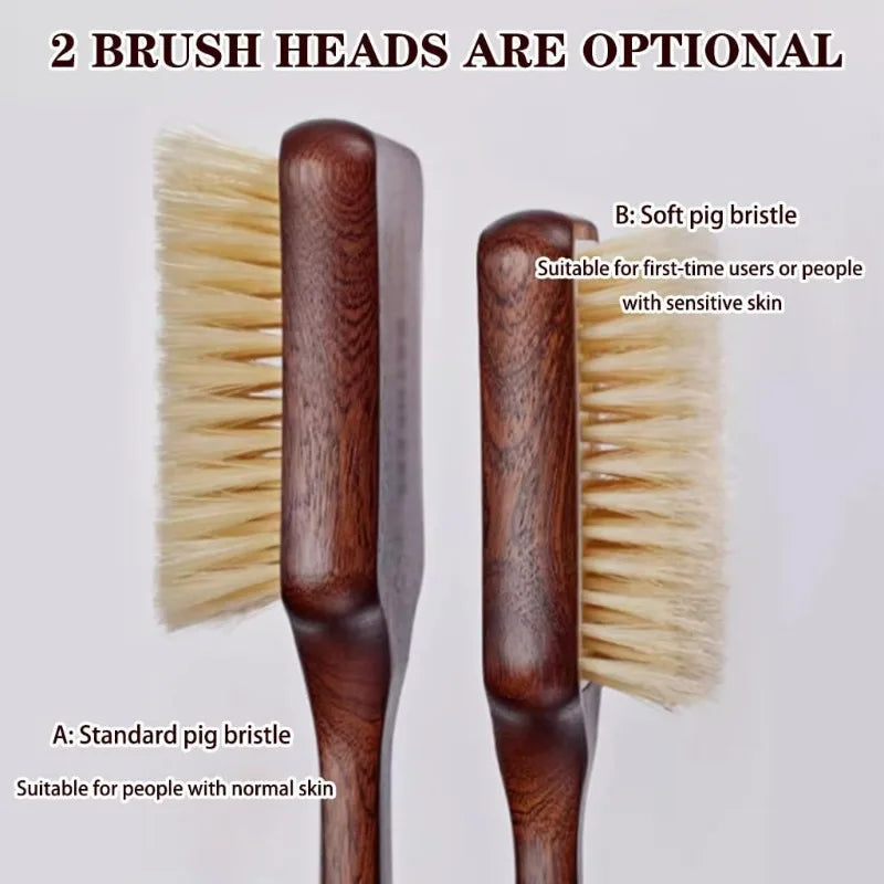 Comfortable Bristle Back Scrubber Ebony Medium Long Handle Shower Qme