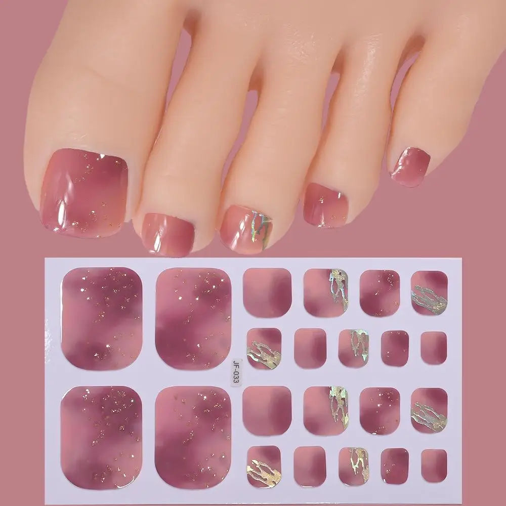 22tips Sheet Glitter Toenail Stickers Glittering Full Wraps Summer Qme C