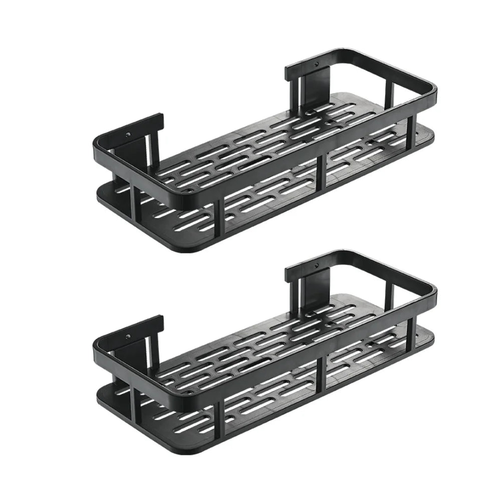 Bathroom Storage Rack Non Perforated Wall Mounted Toilet Toiletries Storage Suction Cup Style Storage Bracket Household Items Qme 2pcs B