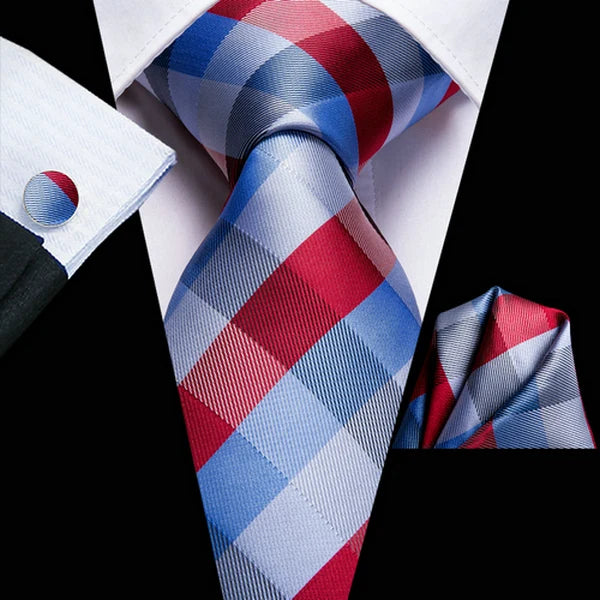 Professional Mens 3-Piece Suit Necktie Pocket Square Cufflinks Qme DPTH-LDSN3375