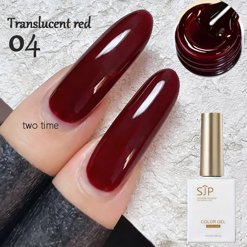 1 Jelly Gel Nail Polish Crystal Brown DIY Translucent Art Permanent Qme 04