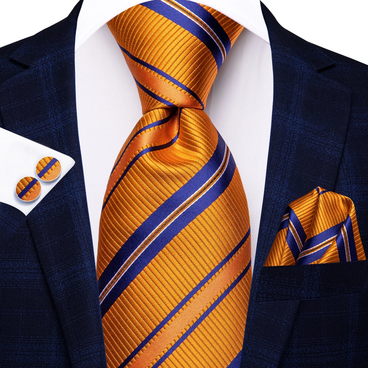 Black Green Striped Ties Men Wedding Accessories Mens Necktie Pocket