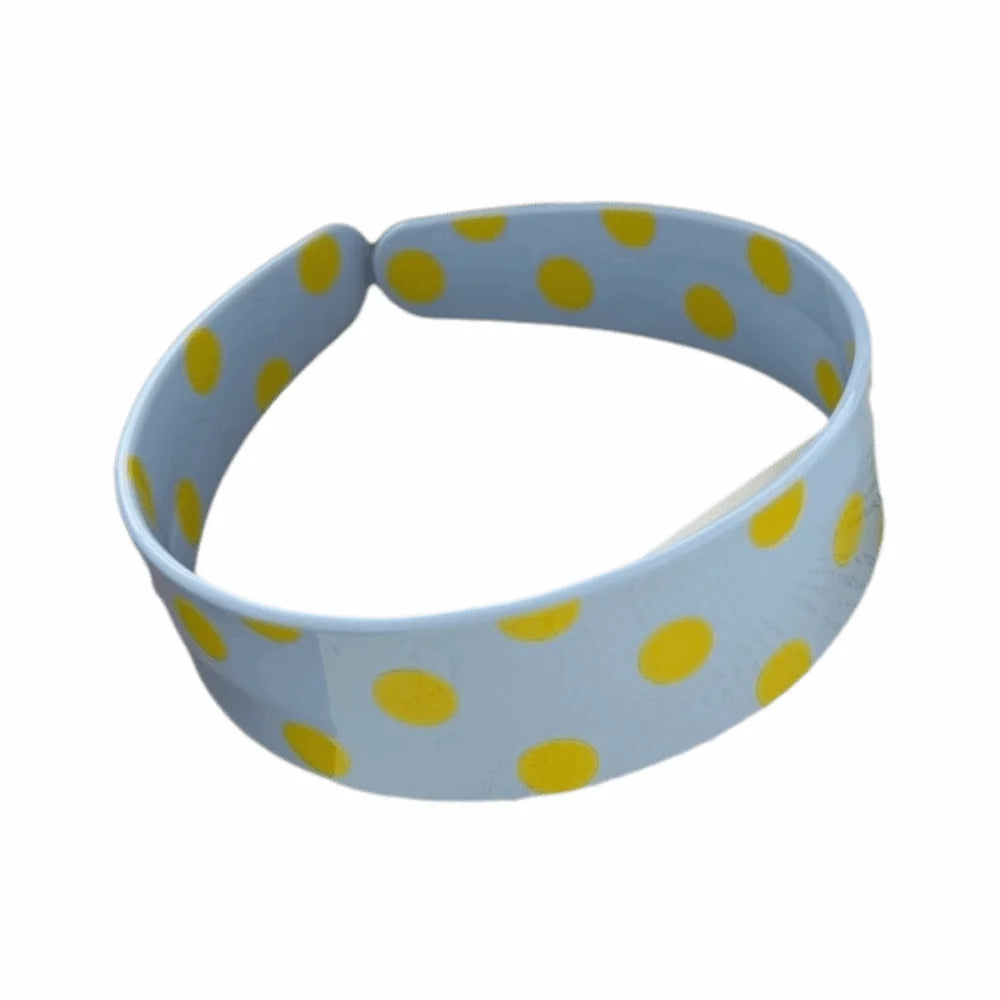 Vintage Retro Acetate Plate Headband Sweet Non-slip Polka Dot Hair Qme Blue
