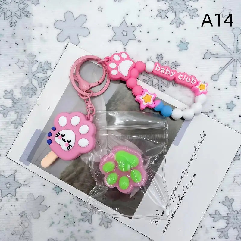 Cat Claw Stress Relief Squeeze Toy Ice Transparent Mini Keychain Cute Qme A14