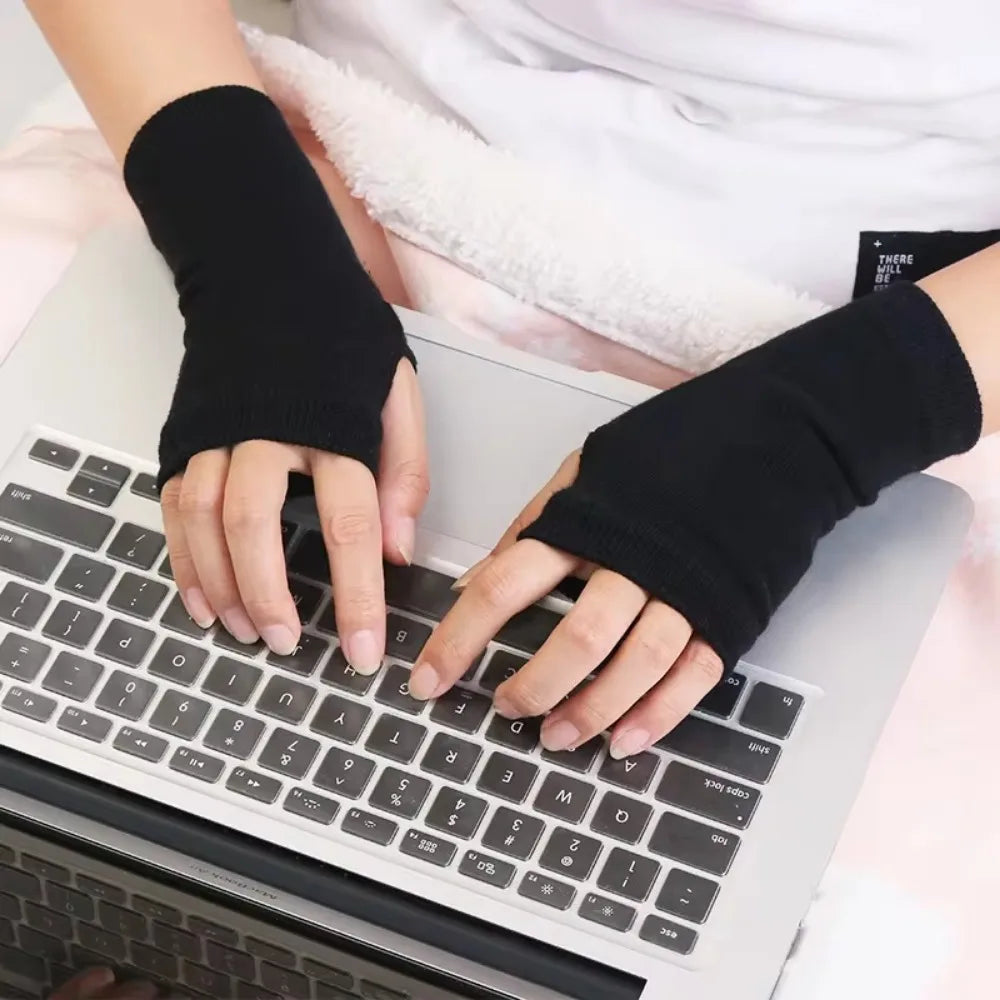 Women Short Fingerless Gloves Cosplay Mitten Unisex Oversleeve Arm Qme