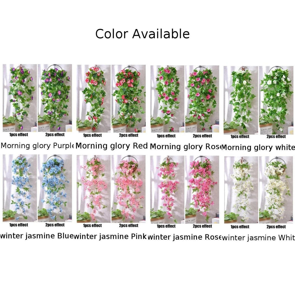 1PCS Hanging Artificial Fake Hanging Silk Flowers Vines Plants Garden Decor Indoor Outdoor Wedding Party Wall Balcony Decor Qme