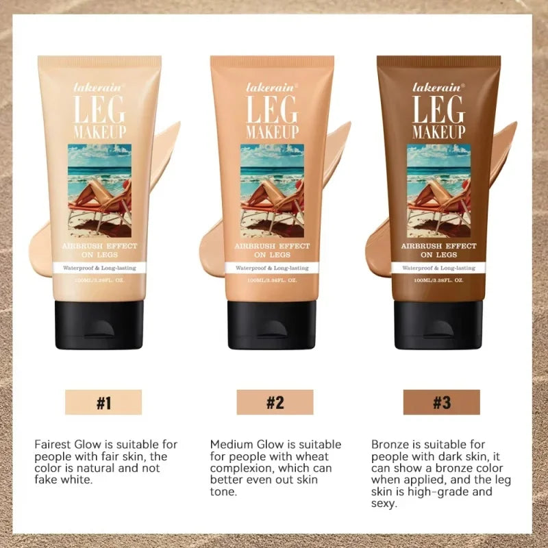 3 Colors Leg Body Makeup Foundation 30/100ml Waterproof Long Lasting Anti-Transfer Concealer Even Skin Tone Body Tanning Cream Qme