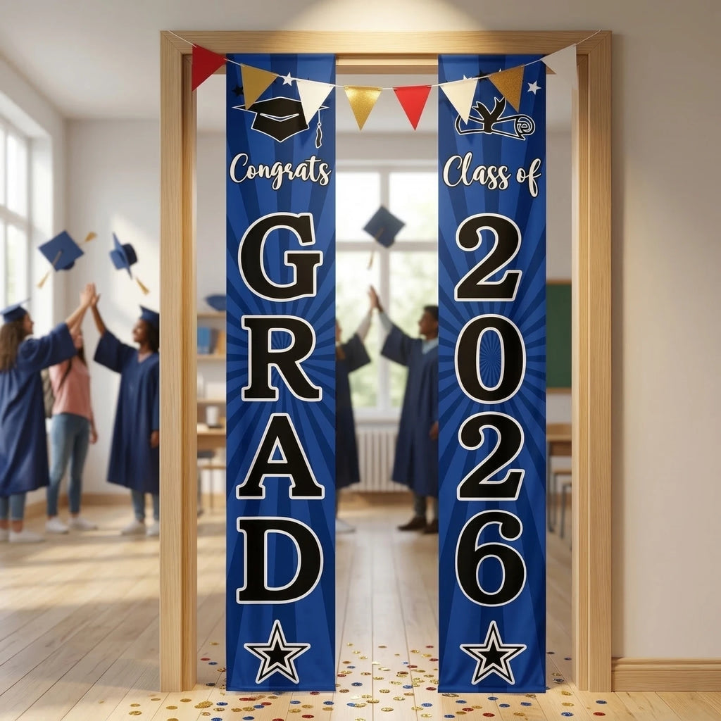 Class of 2026 Graduation Banners Graduate Party Decorations Couplets Porch Signs Indoor Outdoor Banners Party DIY Supplies Qme