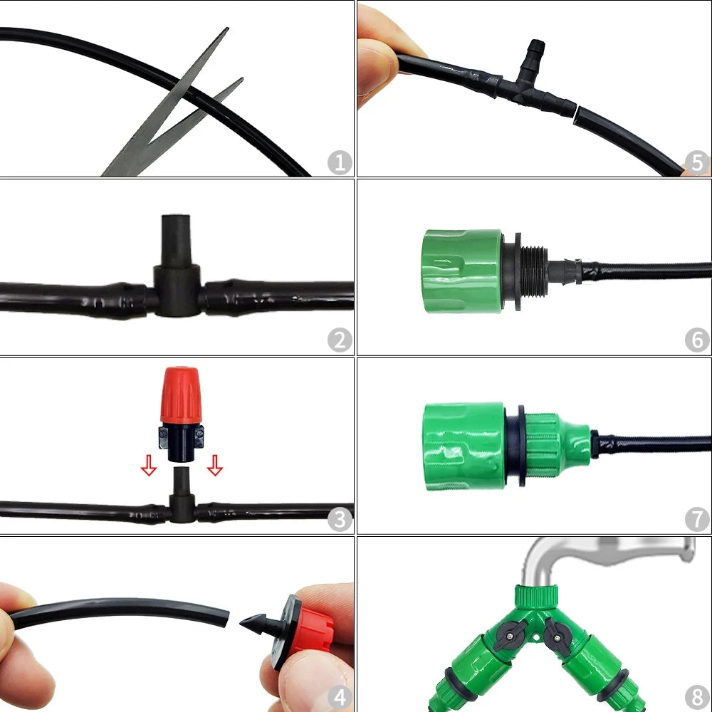 148pcs/set Automatic Watering Drip Irrigation Sprinkler Kit For Garden And Yard Cooling, Dust Removal And Irrigation System Qme