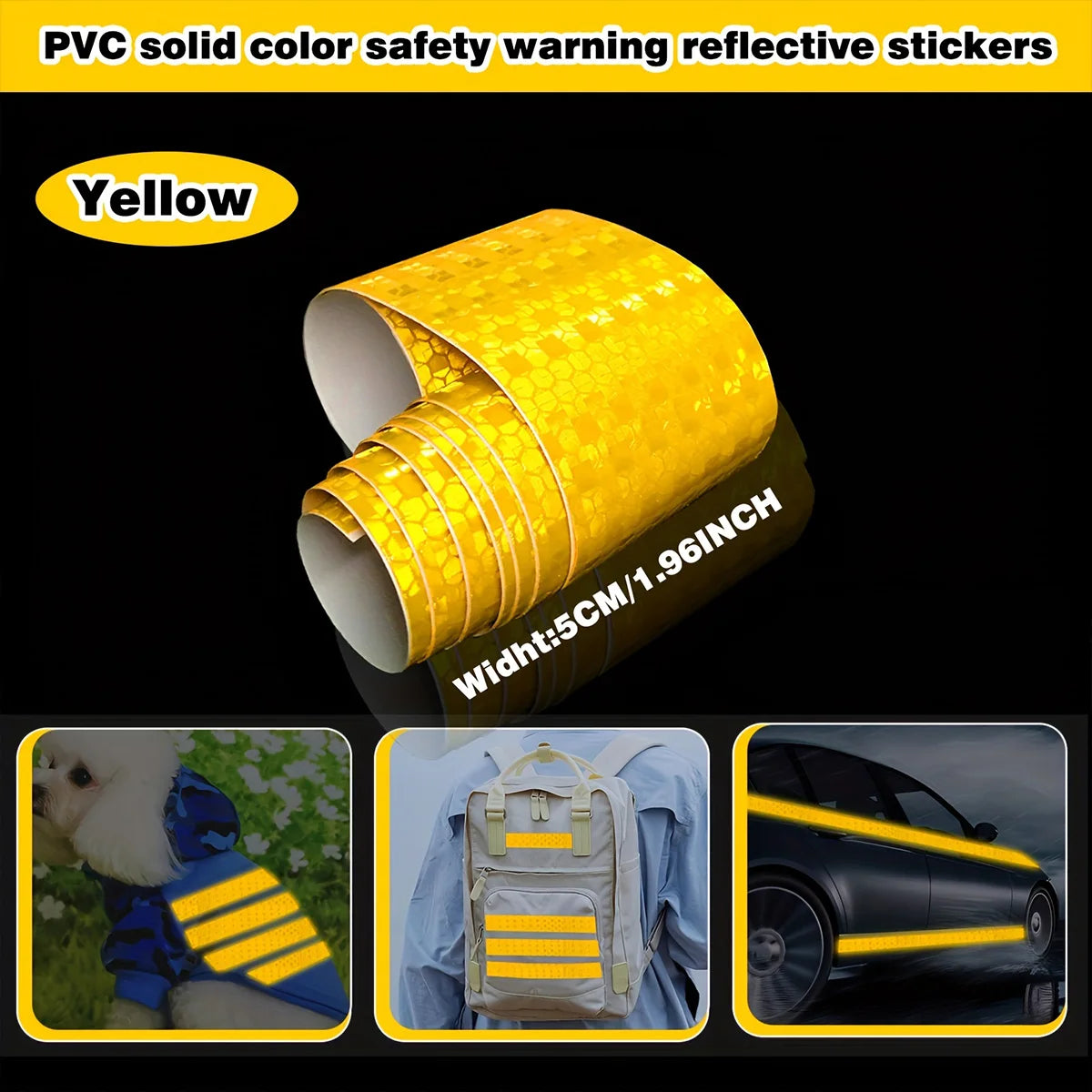High Visibility Car Reflective Tape Night Driving Safety Warning Strip Motorcycle Reflector Decal for Enhanced Visibility Qme Yellow 9m 5cm